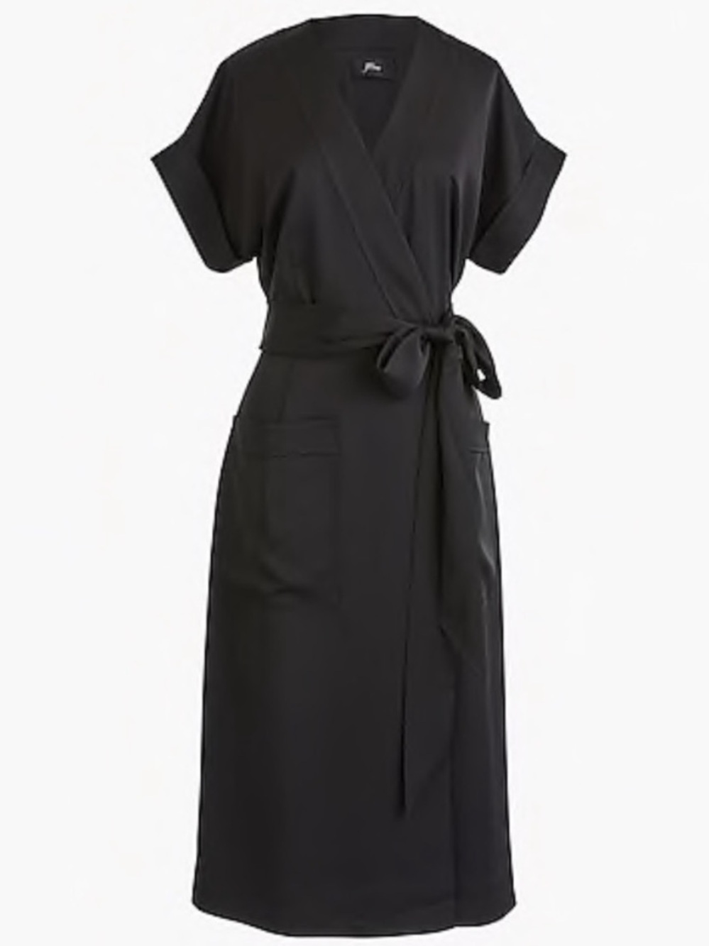 J. Crew Black Wrap Dress with Short Sleeves
